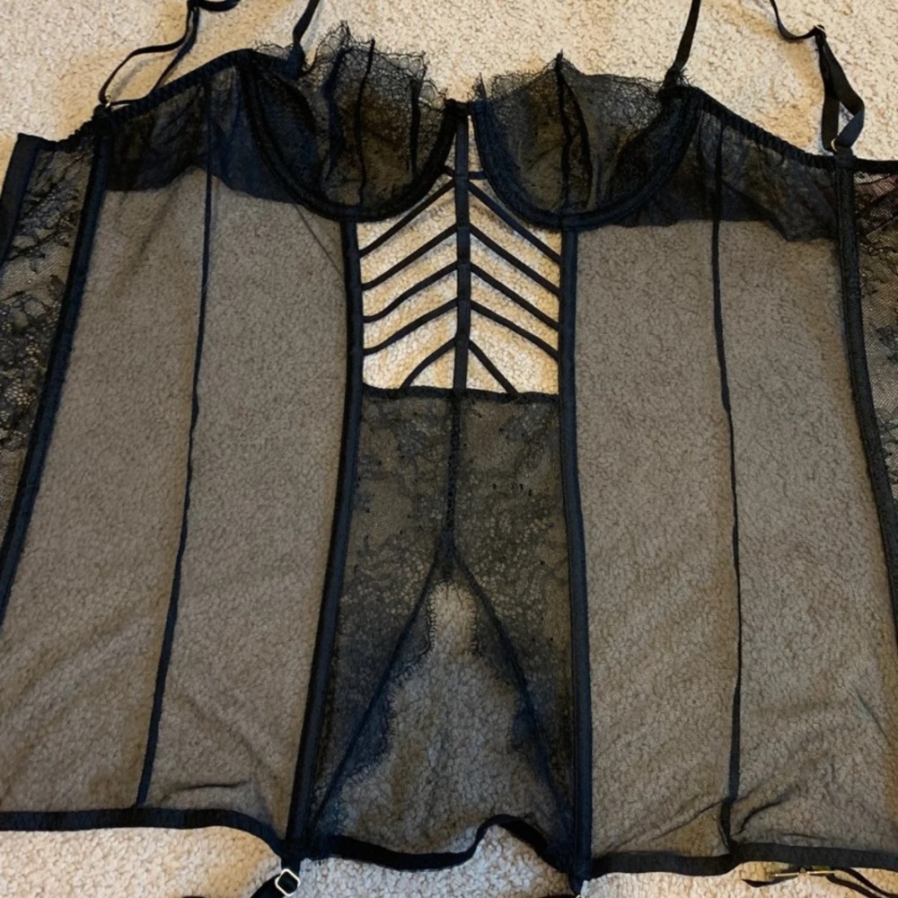 Victoria’s Secret black corset lingerie